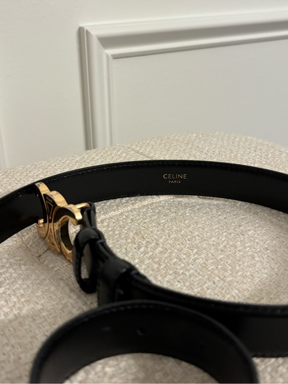 Celine Black Leather Belt with Gold Triomphe Buckle - Picture 4 of 4